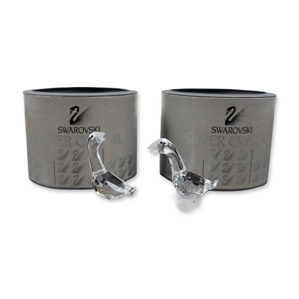 Swarovski Silver Crystal Pair of Gosling Figurines