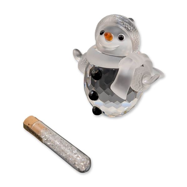 Swarovski Silver Crystal Figurine, Snowman with Crystals Vial