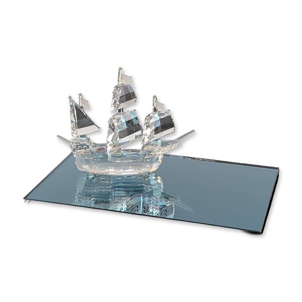 Swarovski Crystal Santa Maria Ship Figurine with Mirror Base