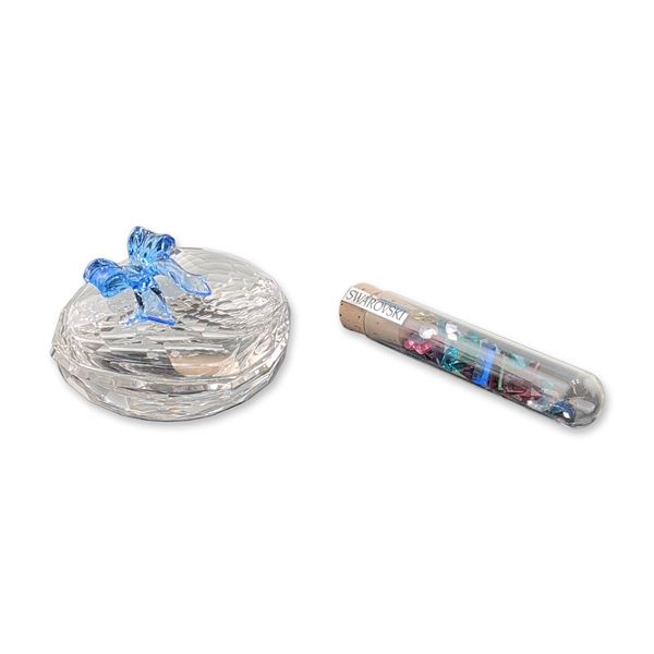 Swarovski Silver Crystal Sweetheart Lidded Jewel Box with Vial of Crystals