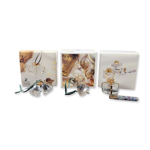 Three Swarovski Christmas Memories Crystal Ornaments