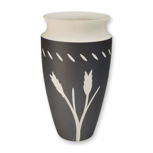 Black and White Wedgwood Jasperware Wheat Pattern Vase
