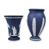 Image 1 : Two Wedgwood Cobalt Blue Jasperware Vases