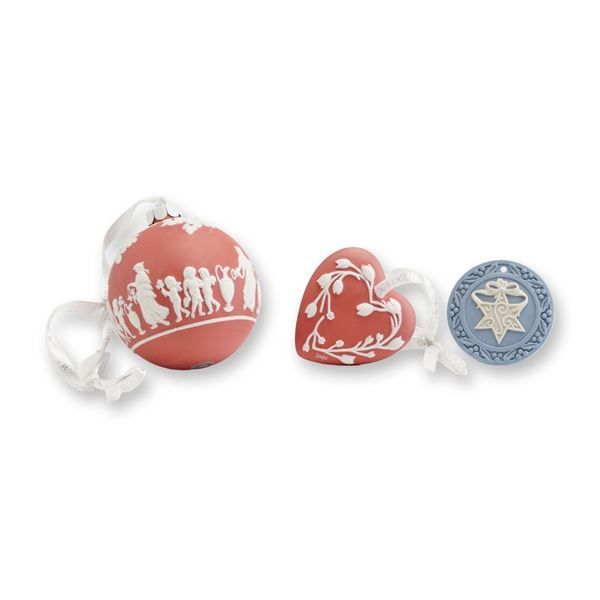 3pc Wedgwood Jasperware Holiday Ornaments with Original Box
