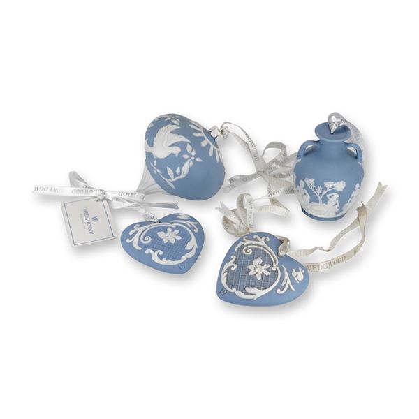 4pc Wedgwood Pale Blue Jasperware Ceramic Ornaments