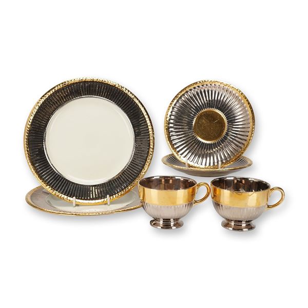 6pc Wedgwood Art Deco Lusterware Tea Service