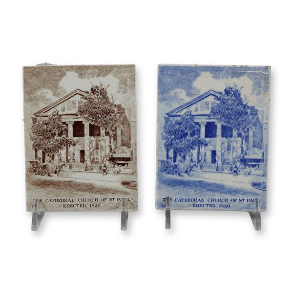 2pc Wedgwood for Jones McDuffee and Stratton Transfer-Printed Calendar Tiles