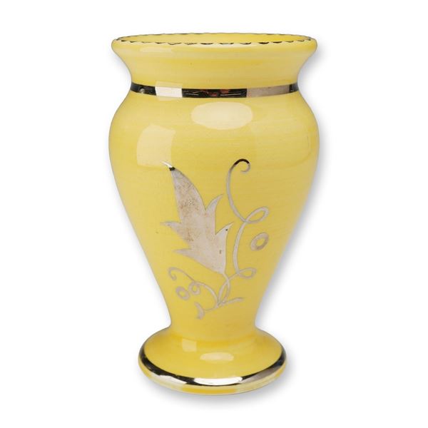 Wedgwood Glazed Porcelain Urn Vase with Silver Luster Decoration