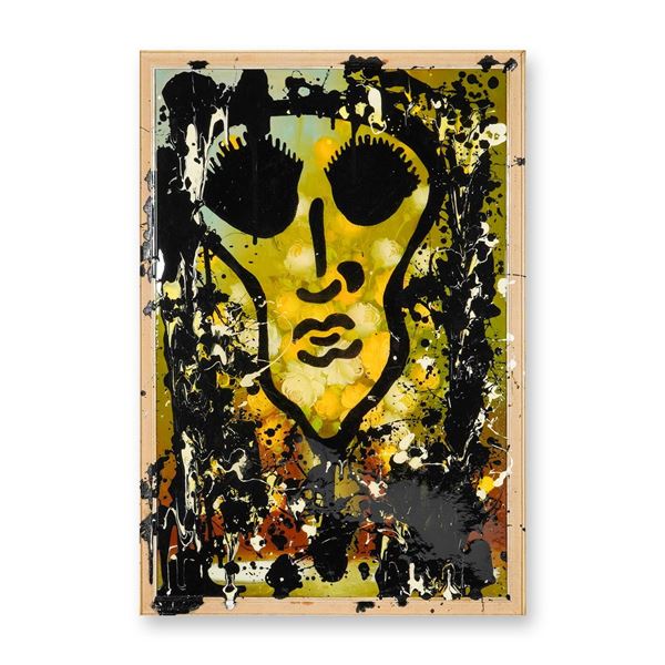 Contemporary Mixed-Media Painting on Canvas Signed Michelle