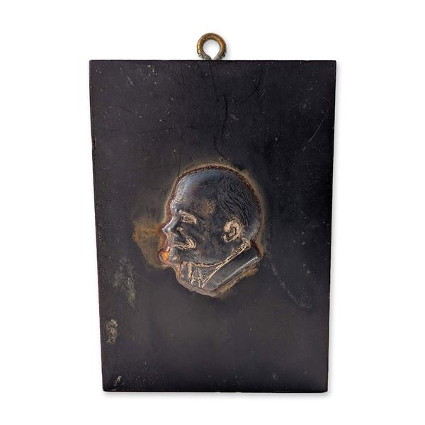 Rare Cold War J.A. Meyers Silvered Low-Alloy Miniature Lenin Wall Plaque Relief