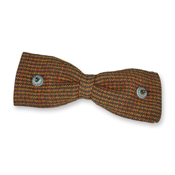 Orange Tweed Clip-On Bow Tie with Wedgwood Buttons