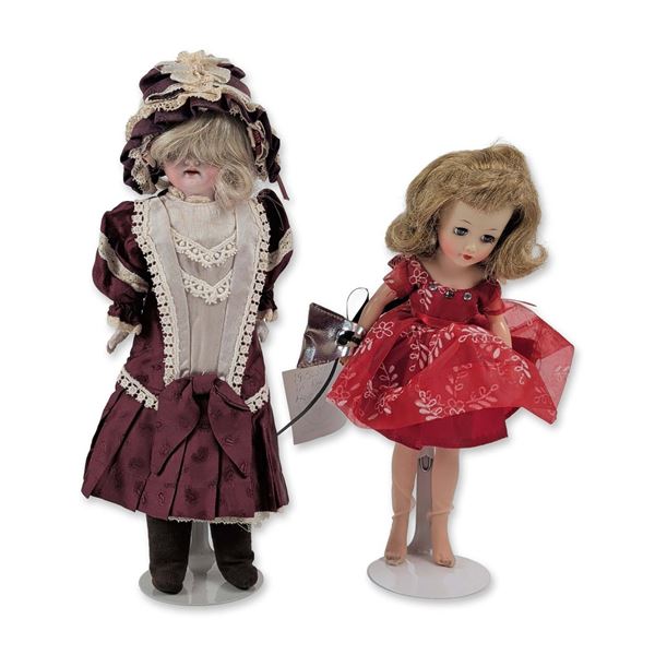 2pc Vintage Collectible Dolls: Ideal Miss Revlon & Victorian Style Porcelain Doll