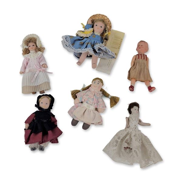 Group of Six Vintage Miniature Dolls