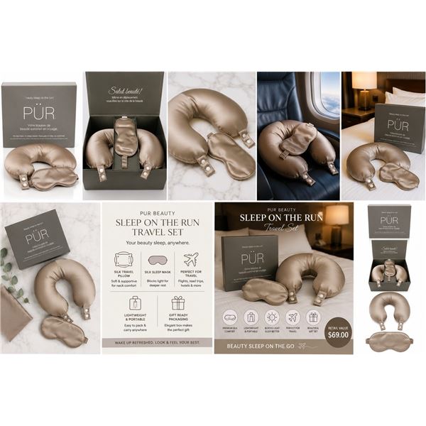 Pur Beauty Sleep on the Run Travel Set (Taupe or Champagne-Beige)