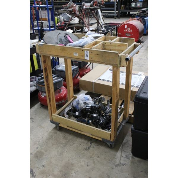 Wooden Cart w/Plumbing Hardware