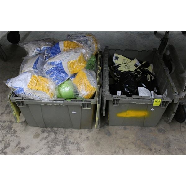 Lidded Totes 2 w/Large Quantity Work Gloves