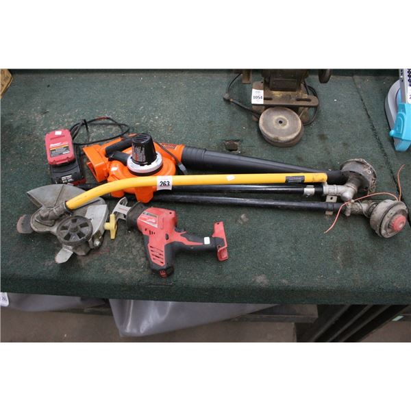 Milwaukee Cordless Hackzall, B & D  Cordless Blower, Snaplinx Lawn Tool Attachments