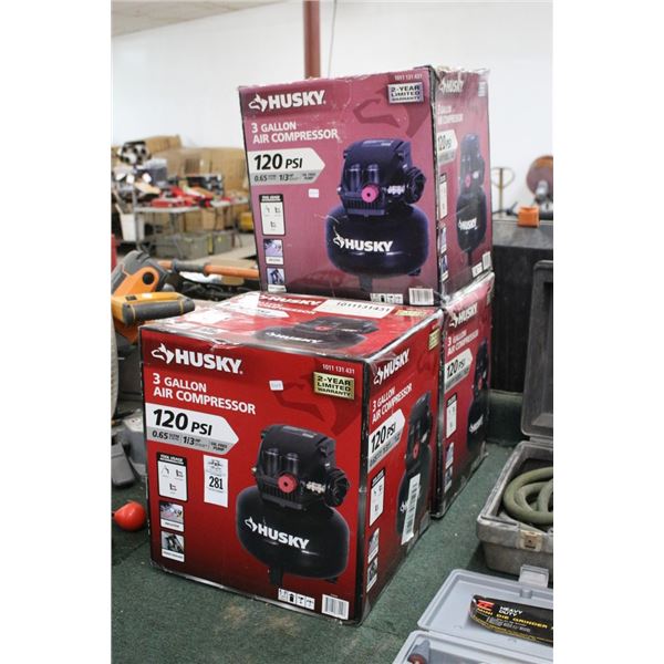 3-Husky  120 PSI   3 Gal  Air Compressor - 3 X $