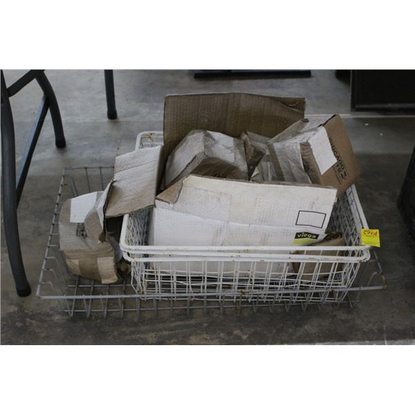 Old Wooden Toolbox w/Saws, Basket Bin w/Hardware