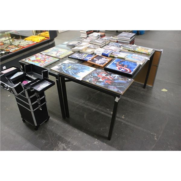 Metal w/Glasstop Dining Tables - Pair
