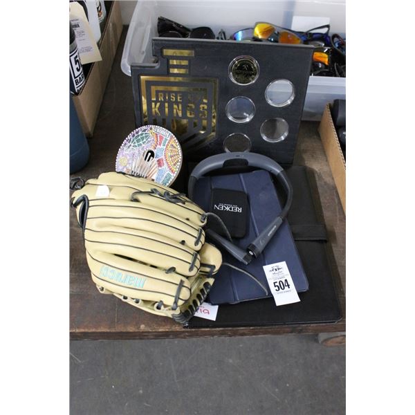 Baseball Glove, Musical Instrument, Headphones, Collector Coin Plaque, Laptop Binder
