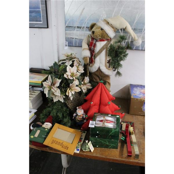Asst. Christmas Décor Ornaments, Santa Plush Bear