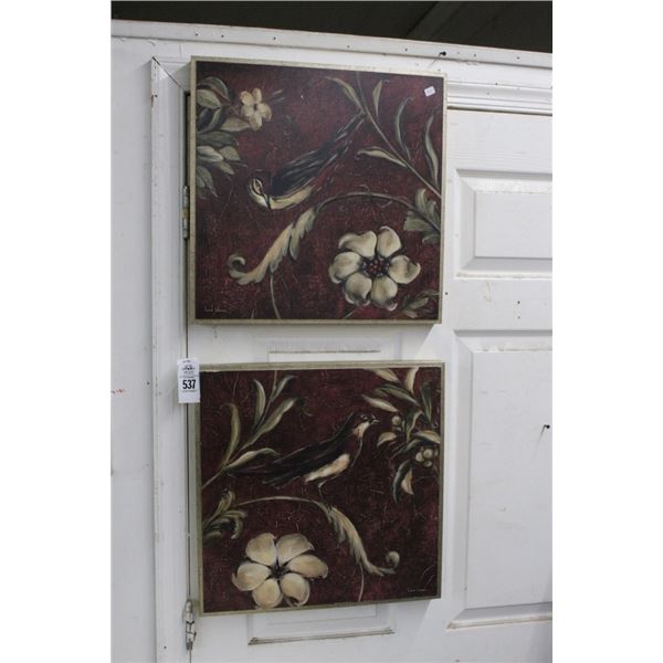 Floral/Bird Wall Art Signed Lehman - 2 Pc.