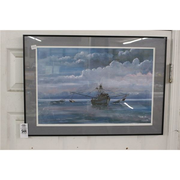 Fishing Troller Wall Art Signed Thomas - 18"  X  24"
