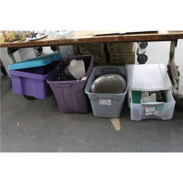 Bins w/Merchandising Supplies, Dishes, Home Goods