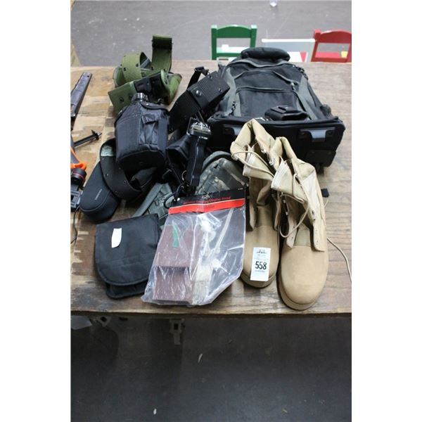Backpack, Camo Belt Packs, Boots, Revolver Display Stand, Accessories, Canteen