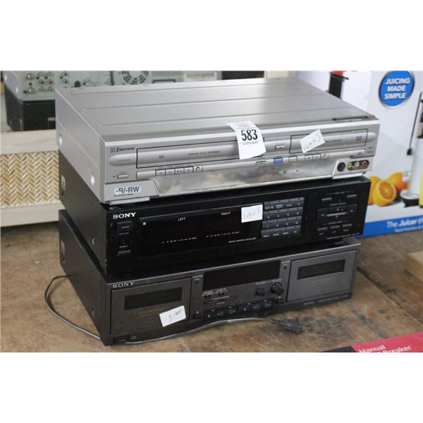 Sony Equalizer, Cassette Deck, Emerson DVD/VHS Player