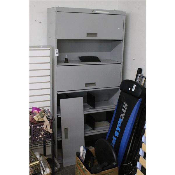Grey Metal  6 Compartment Lateral File Cabinet
