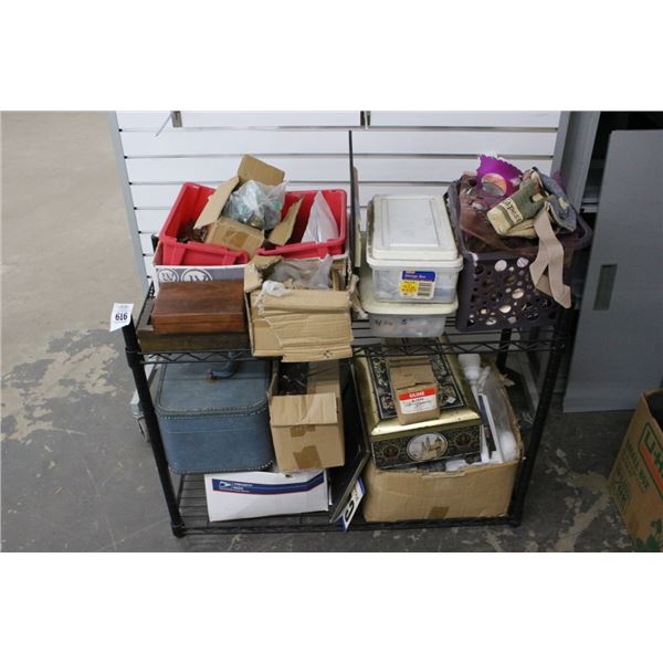 Metal 2 Shelf Wire Rack w/Storage Bins, Door Pulls, Home Goods