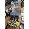 Image 1 : Silverplate Serving Set, Plexi Merchandiser, Capodimonte Style Floral Centerpiece