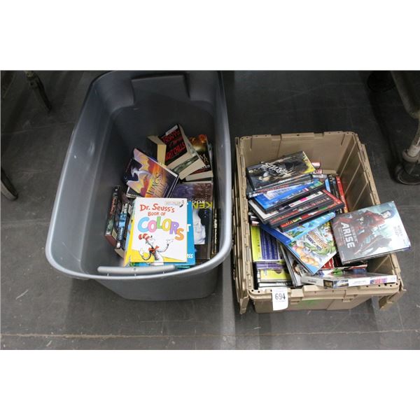Bins 2 w/Asst. Books/DVD Movies