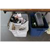 Image 2 : Bins/Basket w/Silk Florals, Wood Stain, Home Goods