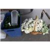 Image 3 : Bins/Basket w/Silk Florals, Wood Stain, Home Goods
