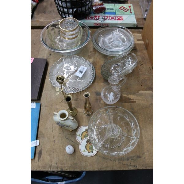 Asst. Glassware, Bud Vases, Decanter
