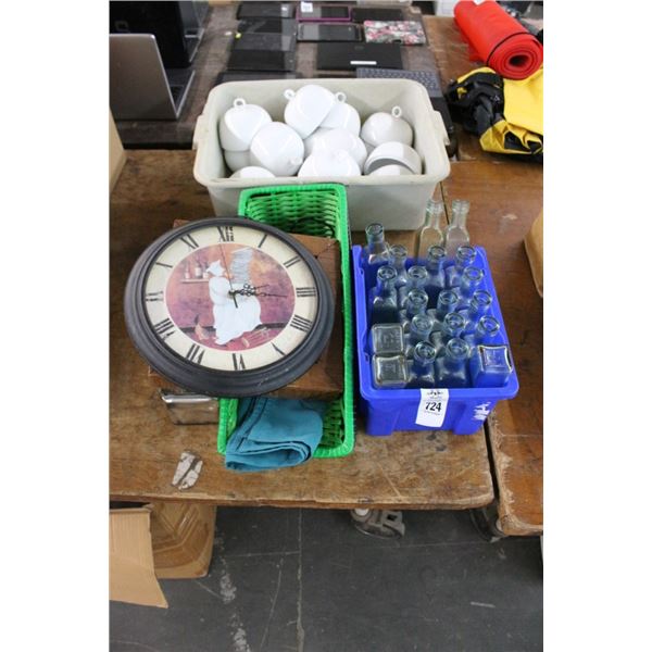 Bud Vase Bottles, Bakerman Wall Clock Organizer Baskets, Hanging Domes