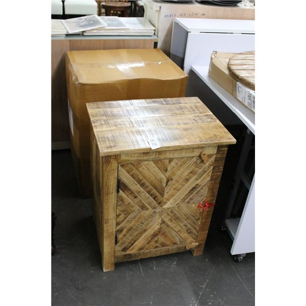 Natural Distressed End Table Cabinets - Pair - NEW
