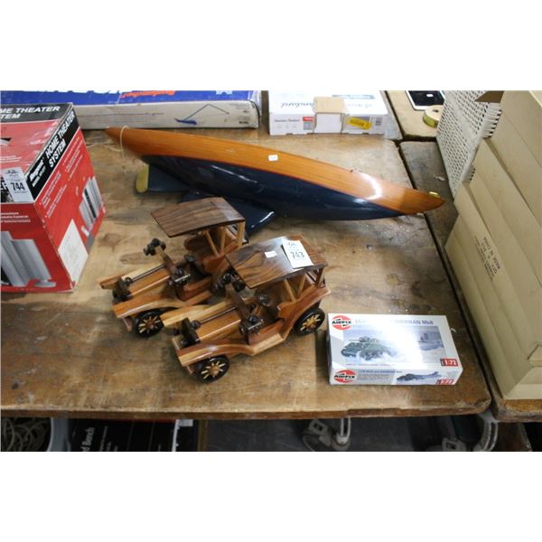 Wooden Cars Sailboat, Tank Models