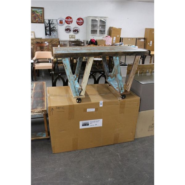2-Chaulk Finished Distressed Rolling Table - Pair - 2 X $