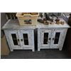 Image 1 : Distressed Glass Door End Tables - Pair