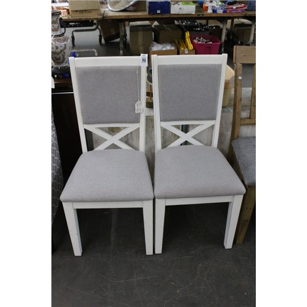 New Island Maritta Upholstered Grey Dining Chairs - Pair