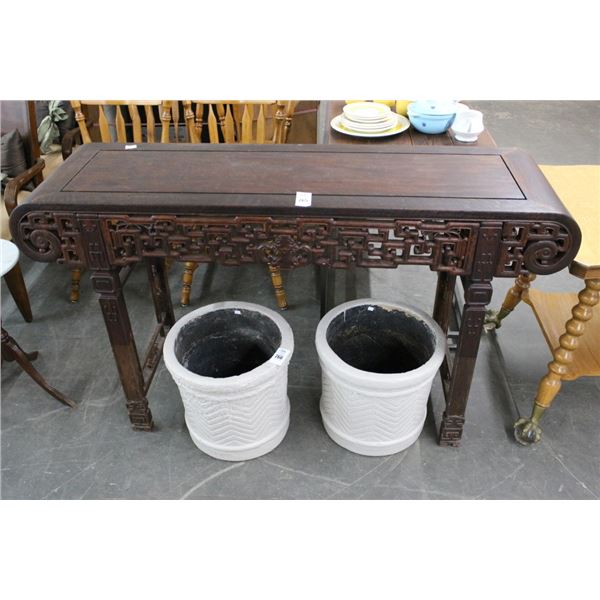 Carved Mahogany Oriental Hall Table