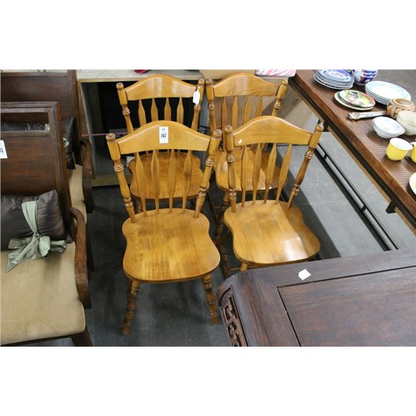 Oak Spindleback Dining Chairs - 4