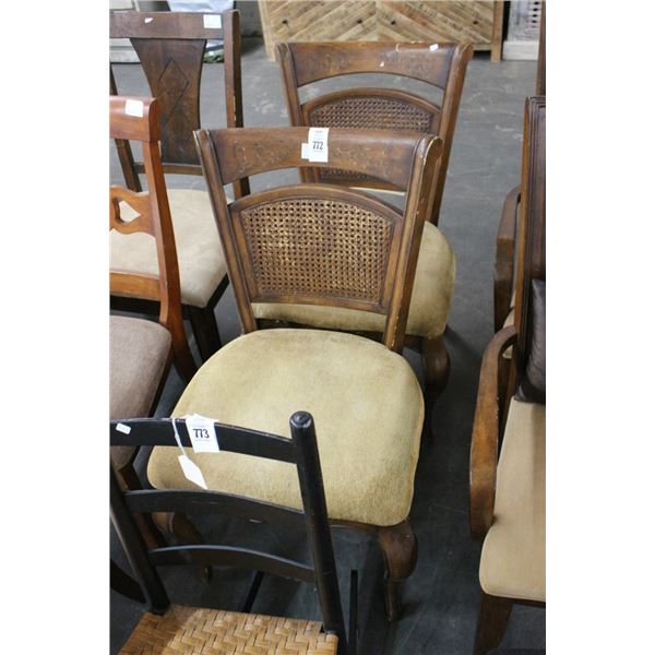 Padded Queen Anne Floral Motif Dining Chairs - Pair - Some Damage
