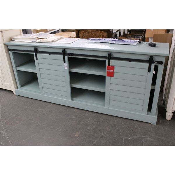 New Rustic Sea Foam Louver Barn Door Console Cabinet - 6.5'