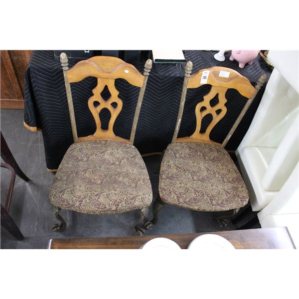Ornamental Iron Base Padded Dining Chairs - Pair
