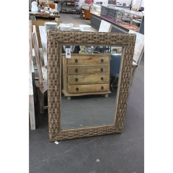 Wicker Trim Large Mirror - No Shipping